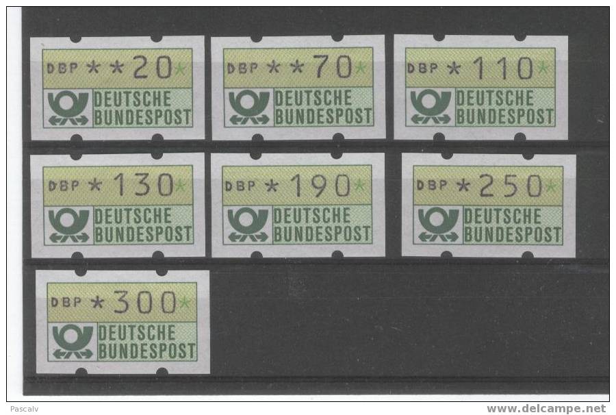 RFA Timbres De Distributeurs 1982 Série Complète De 7 Valeurs Neuves - Timbres De Distributeurs [ATM]