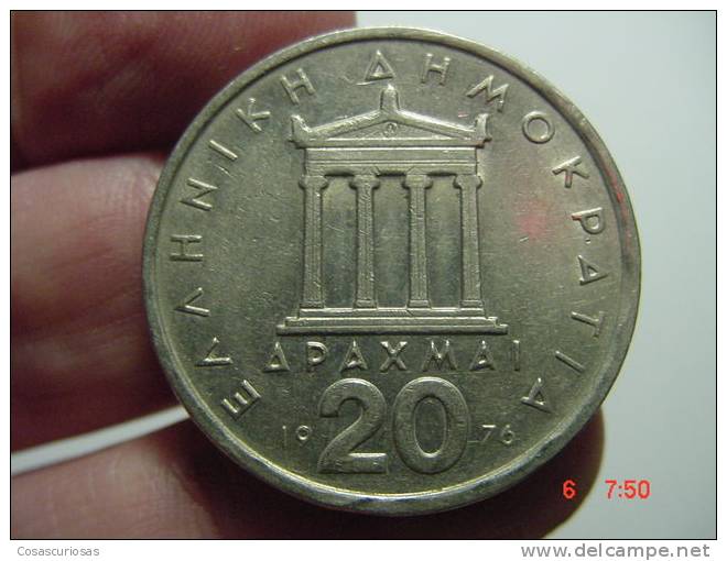 4102 GRECE GREECE GRECIA HELLAS  20 DRACMAS   PERIKLES  YEAR  1976  XF- OTHERS IN MY STORE - Greece
