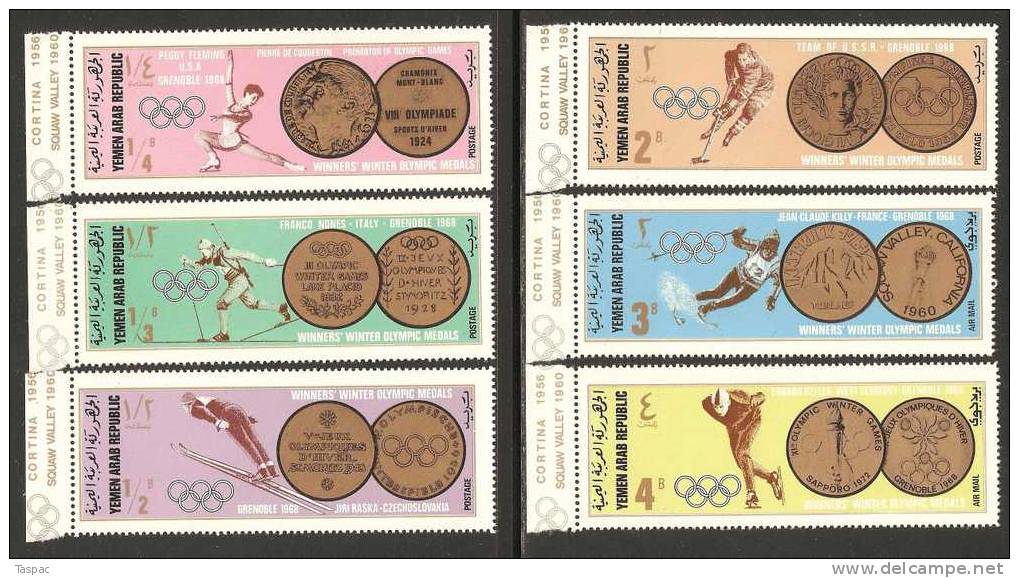 North Yemen 1968 Mi# 761-766 ** MNH - Winter Olympics, Grenoble: Gold Medallists (I) - Hiver 1968: Grenoble