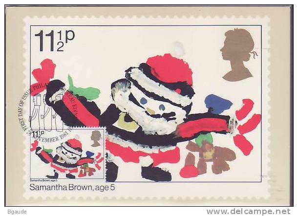 G B  CARTE MAXIMUM NUM.YVERT 1011 NOEL DESSINS D ENFANTS - PHQ Cards