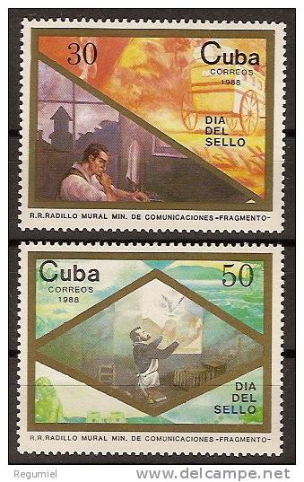 Cuba 2847/48 ** Dia Del Sello. 1988 - Ongebruikt