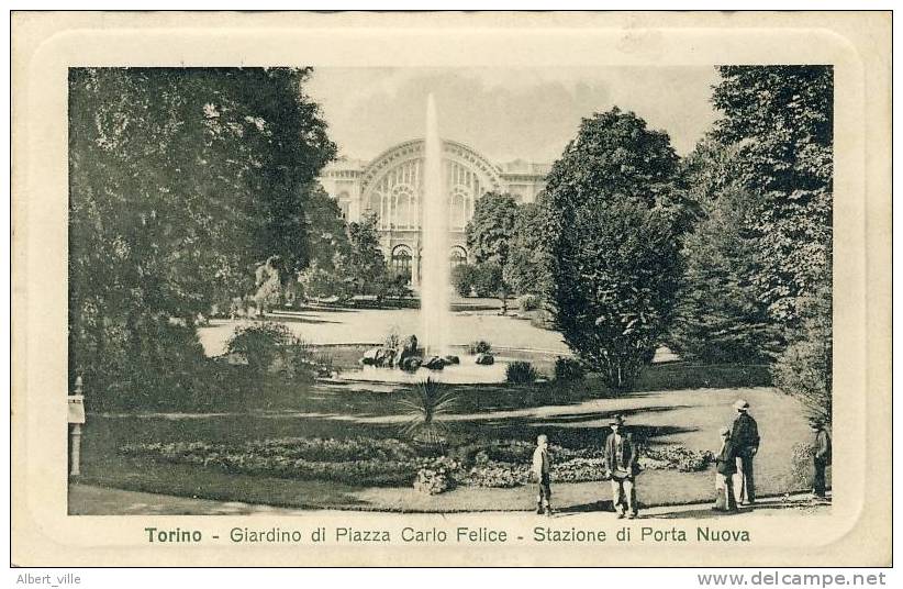 Torino TURIN Giardino Et Piazza Carlo Felice Stazione Di Porta Nuova.1911 - Stazione Porta Nuova