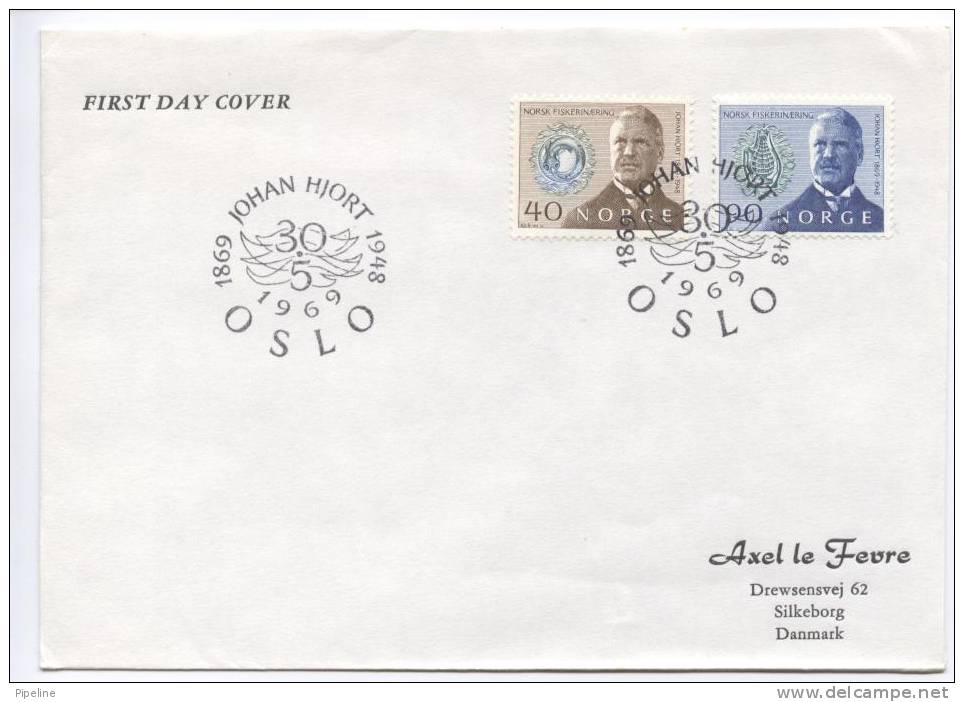 Norway FDC Johan Hjort 30-5-1969 Sent To Denmark - FDC