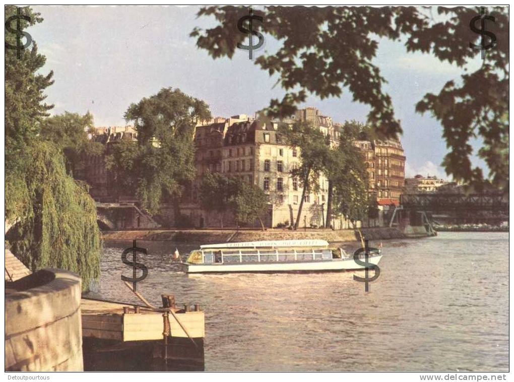 PARIS : La Seine L'ile De La Cité Et Le Bateau Mouche Vedettes Paris Tour Eiffel - Public Transport (surface)