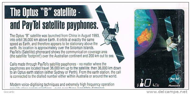 RIF.2 -AUSTRALIA - PAY.TEL AUSTRALIA - OPTUS B SATELLITE 1995 - FOLDER WITH MINT PHONECARD - Espacio
