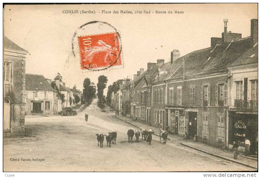 Place Des Halles, Côté Sud. Route Du Mans - Conlie