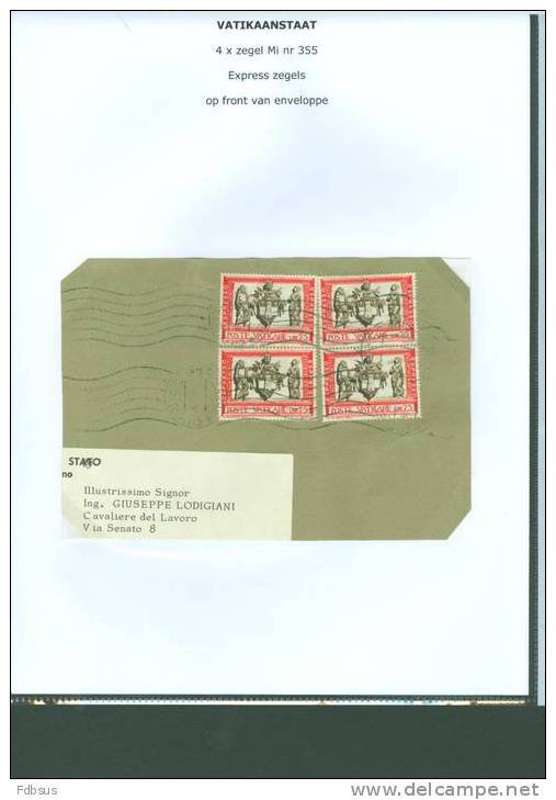 4 X MI 355 ESPRESSO Stamps On Fragment Of Cover - Exprès