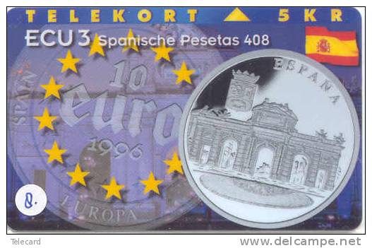 Denmark ECU ESPANA (8) PIECES ET MONNAIES MONNAIE COINS MONEY PRIVE 1.000 EX - Briefmarken & Münzen