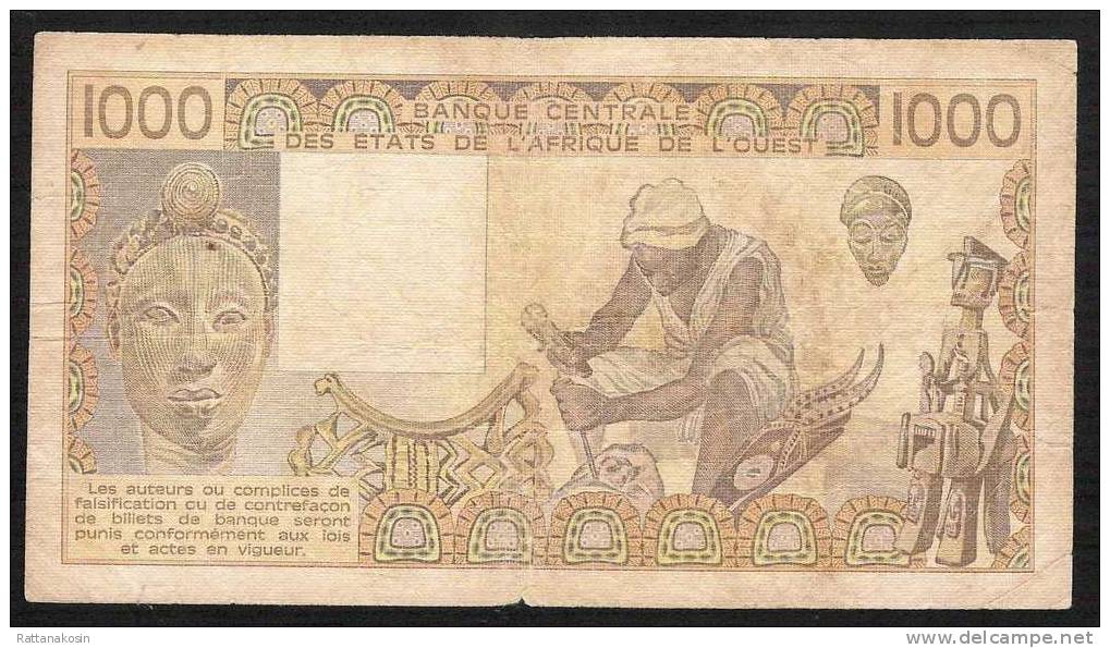 W.A.S. BURKINA FASO P307Cf 1000 FRANCS 1985 Signature 19  FINE NO P.h. ! - Burkina Faso