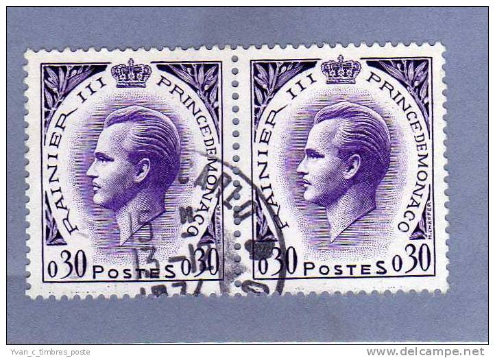 MONACO TIMBRE N° 545 OBLITERE PRINCE RAINIER III 30C VIOLET PAIRE - Usati