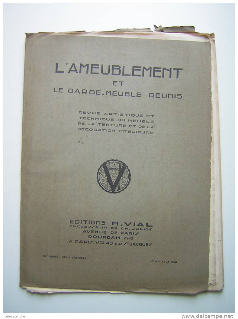 L´AMEUBLEMENT ET GARDE MEUBLE REUNIS-REVUE ARTISTIQUE ET TECHNIQUE DU MEUBLE /TENTURE ET DE LA DECORATION INTERIEUR-1928 - Innendekoration