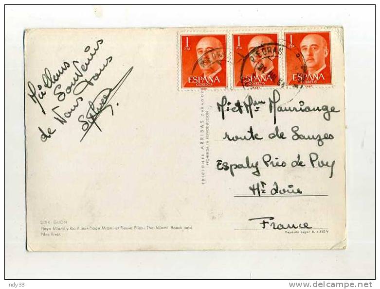 - ESPAGNE 1961/70 . AFFRANCHISSEMENT COMPOSE  SUR CP DE 1964 POUR LA FRANCE - Storia Postale