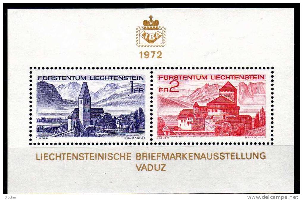 Kirche Bendern Liechtenstein 565/6,ZD+Block 9 ** 12€ EXPO LIBA 1972 Schloß Vaduz Bloc Philatelic Se-tenant Bf Fürstentum - Collections