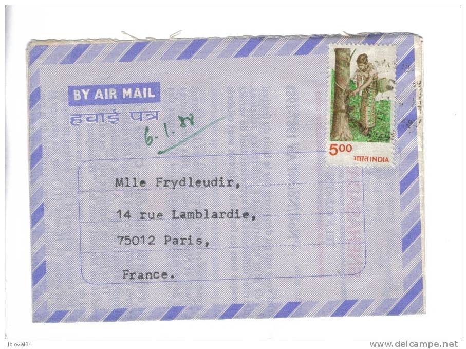 Inde India - Lettre 06/01/1988 - Bombay Paris - By Air Mail - Covers & Documents