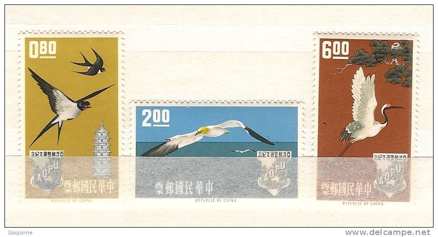 FORMOSE   Anniversaire De L´Union Postale De L´Asie Et De L´Océanie  Oiseaux   434 436 ** - Flamants