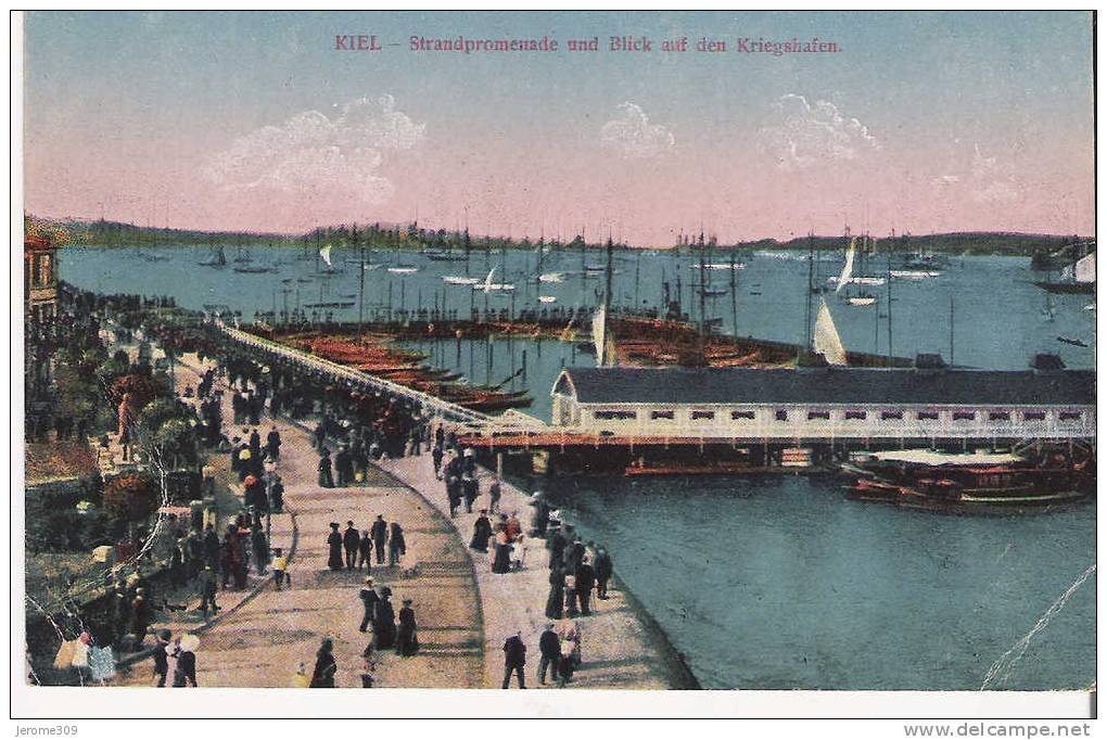 ALLEMAGNE - KIEL - CPA - N°8998 - Strandpromenade Und Blick Auf Den Kriegshafen - Promenade Sur Le Port - Kiel