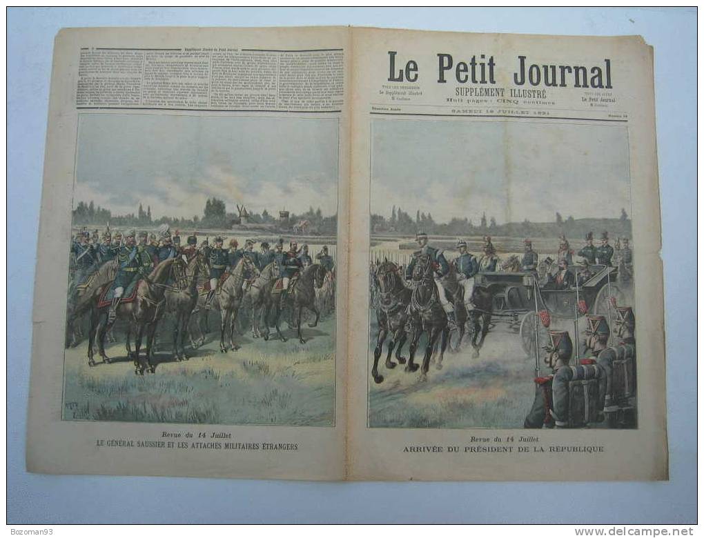 LE PETIT JOURNAL N° 0034 DU 18/07/1891 LA REVUE DU 14 JUILLET + LE GENERAL SAUSSIER - Le Petit Journal