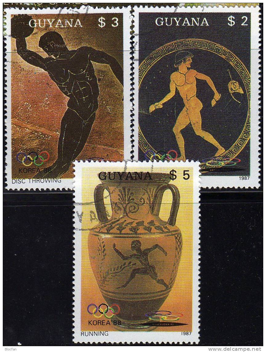 Sommer-Olypic 1988 GUAYANA 2061/3+ Block A-C20 o 71€ antike Sportler