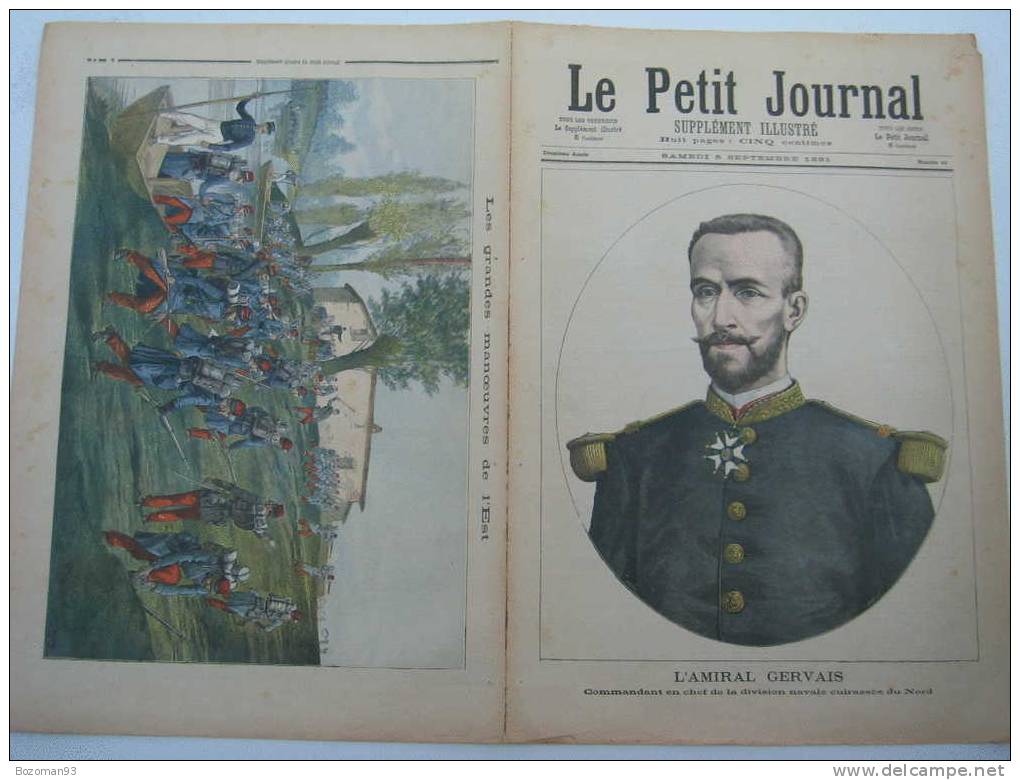 LE PETIT JOURNAL N° 0041 DU 05/09/1891 L'AMIRAL GERVAIS + LES GRANDES MANOEUVRES DE L' EST - Le Petit Journal