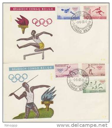 Belgian Congo-1960 Rome Olympic Games Set 2 FDCs - Estate 1960: Roma