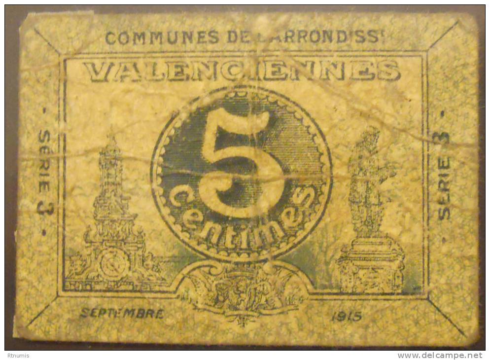 Valenciennes 59 5 Centimes Pirot 59-3242 TB R - Notgeld