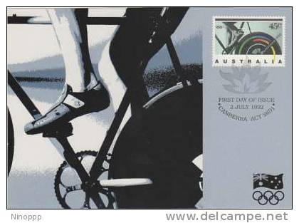 Australia-1992 Barcelona Olympic Games,45c Cyclism Maximum Card - Ete 1992: Barcelone