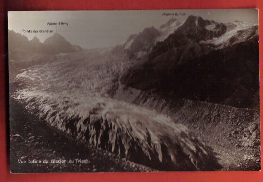 V025 Vue Totale Du Glacier Du Trient. Pointe D'Orny,Ecandies.Sepia, Perrochet 9106 - Trient