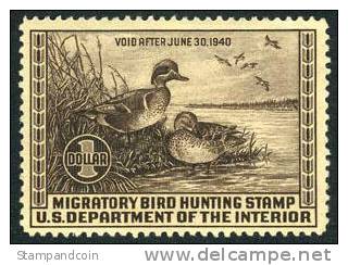 US RW6 Mint Never Hinged Duck Stamp From 1939 - Duck Stamps