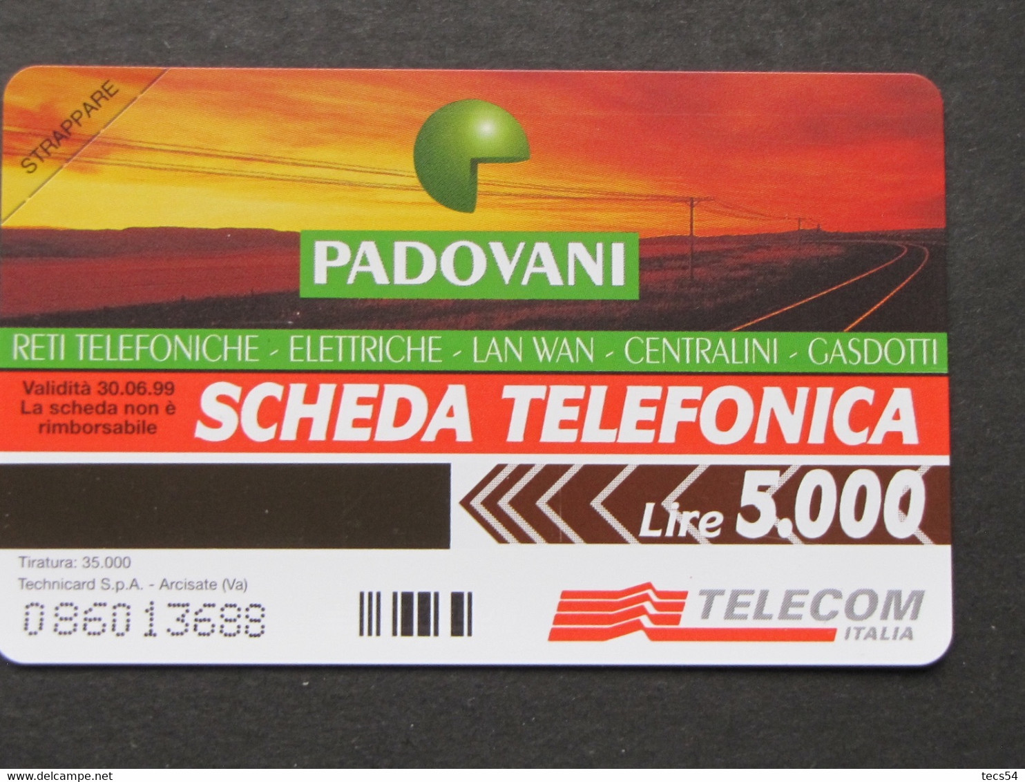 ITALIA TELECOM - 3441 C&C 347 GOLDEN - PRIVATE PUBBLICHE - PADOVANI SCAVIAMO - NUOVA MINT - Private TK - Ehrungen