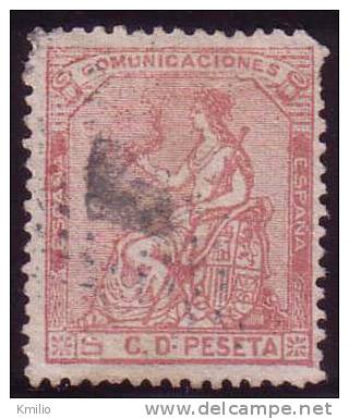 Edifil 132 1873 5 Cts Rosa Usado - Used Stamps