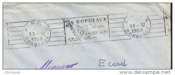 1958  France  33 Bordeaux RBV  PP  Vins Vino Raisin Vignoble Wine Grape Vineyard - Vinos Y Alcoholes