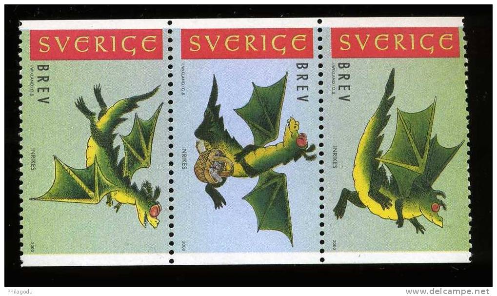 Suède 2000, Chinese New Year Dragon, 10 X Les N° 2136 / 2138** Mint NH  So 30 "BREF" Stamps Internal Letter - Nuovi