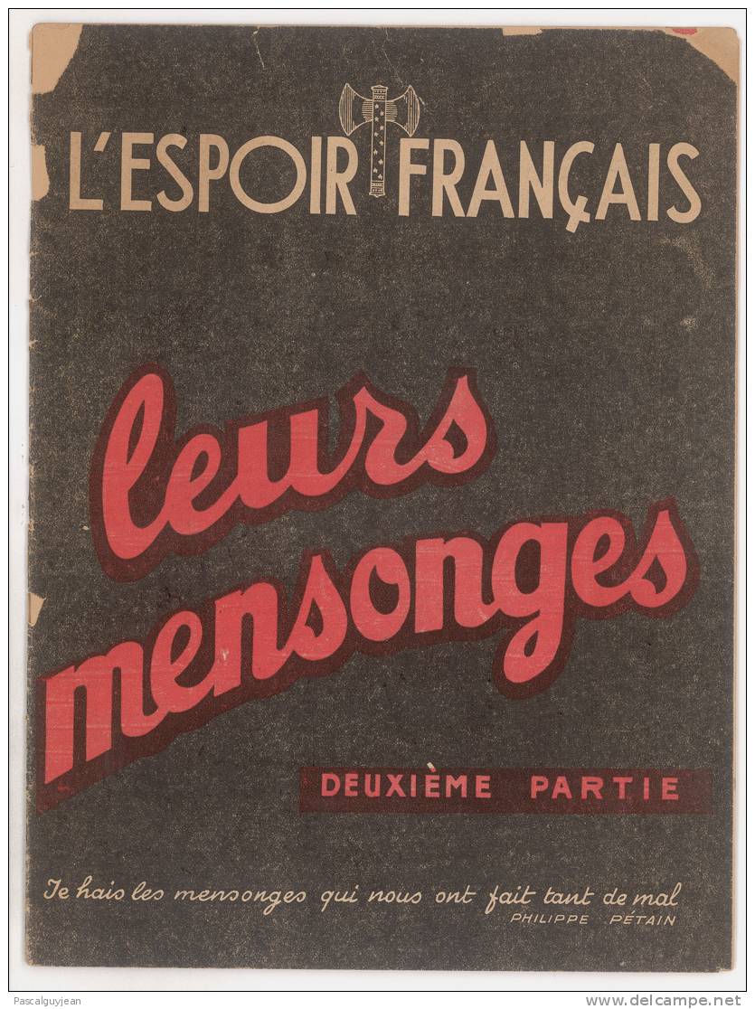 L'ESPOIR FRANCAIS - LEURS MENSONGES - PETAIN - Frans