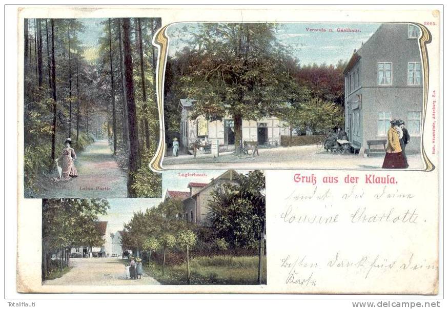 Gruß Aus Der Klausa Altenburg Belebt Biedermeier Color 13.6.1906 Gelaufen Gast Und Logierhaus - Altenburg