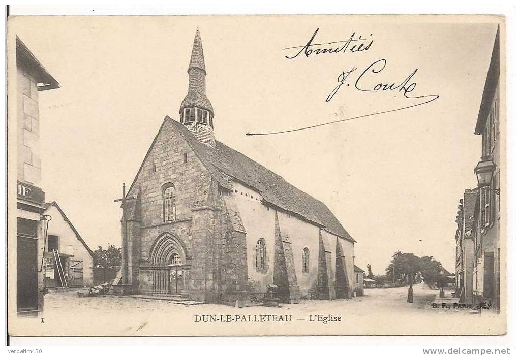 23..DUN LE PALLETEAU.....L EGLISE..DOS SIMPLE..2 SCANS..1902 - Dun Le Palestel