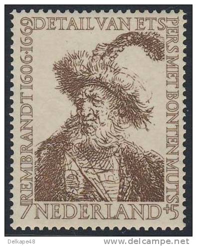 Nederland Netherlands Pays Bas 1956 Mi 674 Sc B293 SG 828 ** "Persian Wearing Fur Cap" (1632) By Rembrandt (1606-1669) - Rembrandt