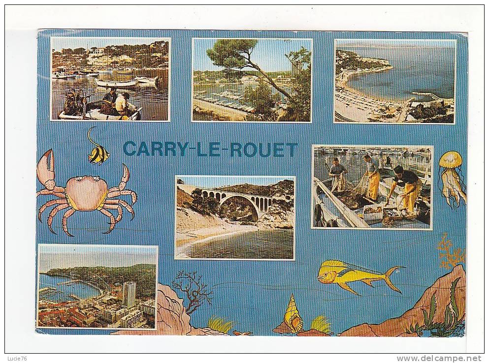 CARRY LE ROUET -  6 Vus Sur Fond Marin  - Dessins De Poissons Et Crustacés  - N°  4172 - Carry-le-Rouet