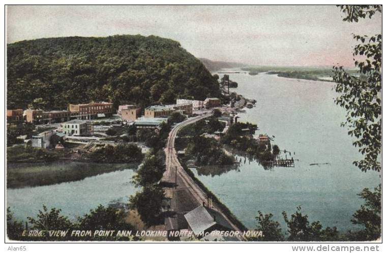 McGregor Iowa From Point Ann, Railroad Tracks Bridge, River, Panorama View On C1900s Vintage Postcard - Sonstige & Ohne Zuordnung