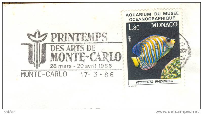 Monaco - Flamme 1986 Printemps Des Arts - Lettre Entière - Marcophilie