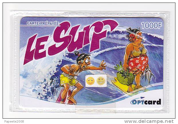 PF / OPTCARD - 9° Carte Prépayée - Un Couple Qui Surfe La Vague - 1 000 FCFP - NSB - Frans-Polynesië