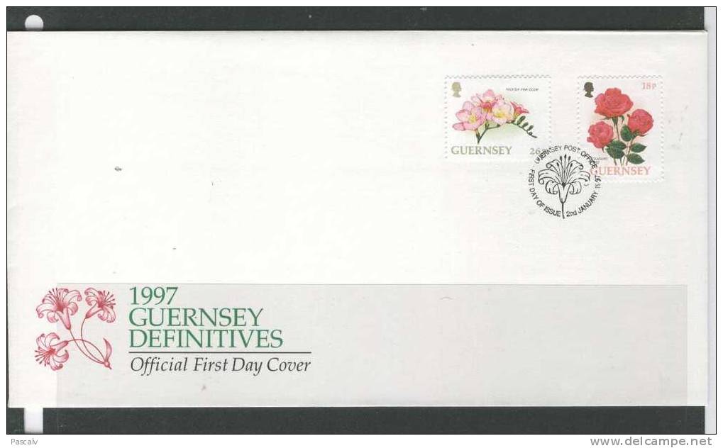 Guernesey Rose Et Freesia Sur FDC - Roses