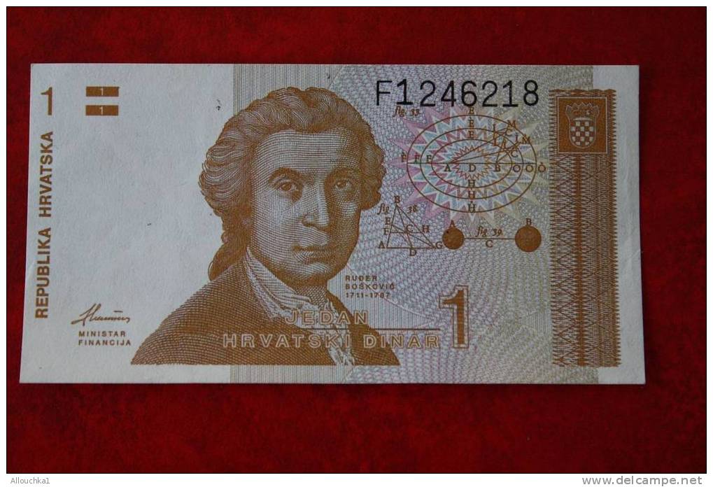 BILLET DE BANQUE DE CROATIE EX YOUGOUSLAVIE DE 1991 1 DINAR - Kroatien