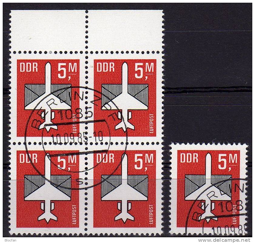 Luftpost-Serie 1985 DDR 2967 Plus 4-Block O 9€ Stilisiertes Flugzeug Mit Brief Ms Mail Bloc Ss Sheet Bf GDR Germany - Other (Air)