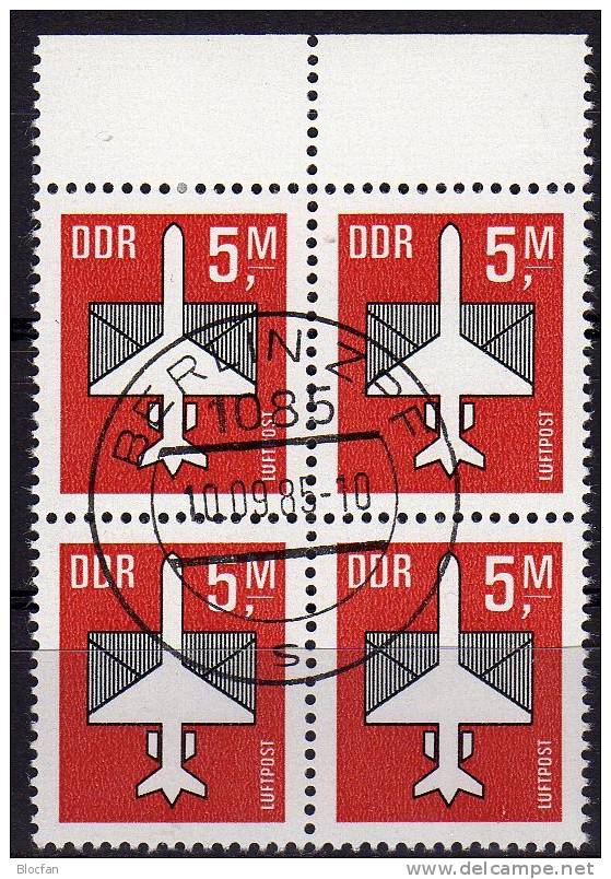 Luftpost-Serie 1985 DDR 2967 Plus 4-Block O 9€ Stilisiertes Flugzeug Mit Brief Ms Mail Bloc Ss Sheet Bf GDR Germany - Other (Air)