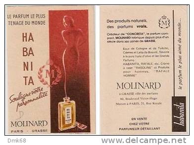 HABANITA  - MOLINARD  - CARTE PARFUMEE - PERFUME CARD - Antiquariat (bis 1960)