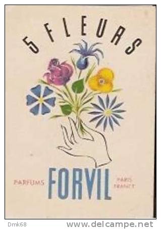 PARFUM 5 FLEURS - FORVIL - PARIS - CARTE PARFUMEE -  PERFUME CARD - 1 - Antiquariat (bis 1960)