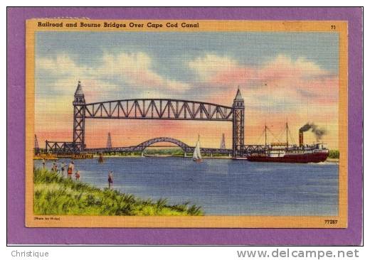 Railroad And Bourne Bridges Over Cape Cod Canal.  1930-40s - Cape Cod