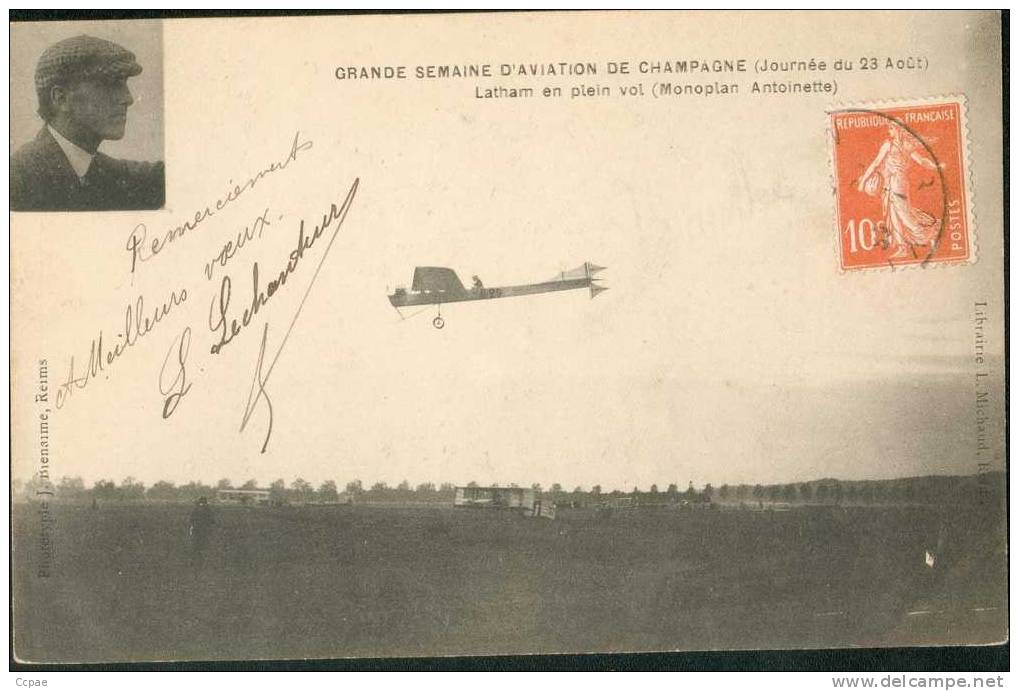 Gde Semaine D'Av. Champagne.  Latham En Plein Vol. Journée (23 Août 1909) - Fliegertreffen