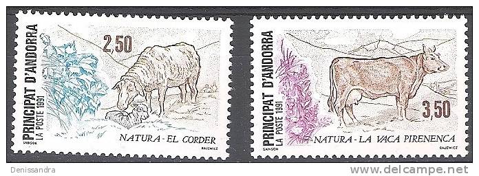 Andorre Français 1991 Yvert 426 - 427 Neuf ** Cote (2008) 3.80 Euro Mouton - Vache Pyrénéenne - Unused Stamps