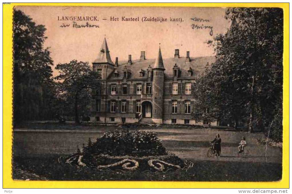 * Langemark - Langemarck (Ieper - Ypres) * Het Kasteel, Zuidelijke Kant, Photo Château, Castle, Vélo, Enfants - Langemark-Poelkapelle